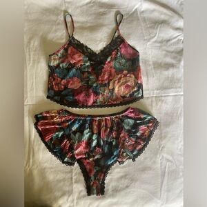 90s Vintage Petra Fashions Floral Lace Lingerie Sleep Set Small Medium